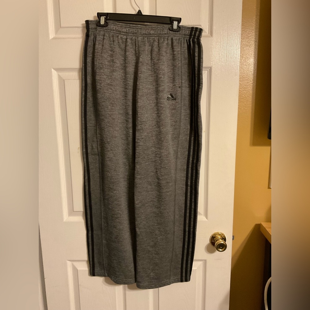 adidas Heather Gray Sweatpants with Black Side Stripes